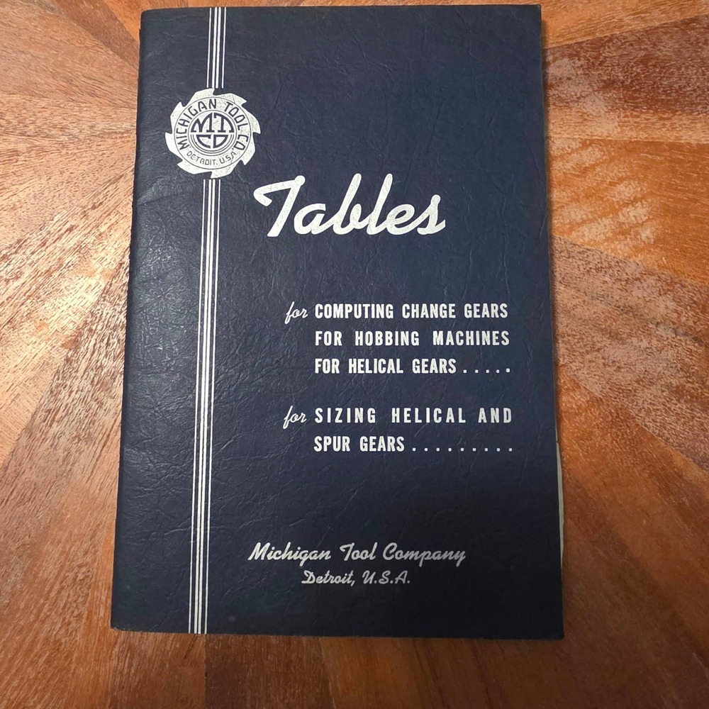 Michigan Tool Company Book Unisex OS Blue Tables For Computing Change Gears 1940